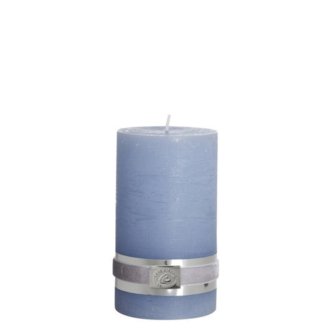 Rustic pillar candle H12.5 medium  cm. light blue