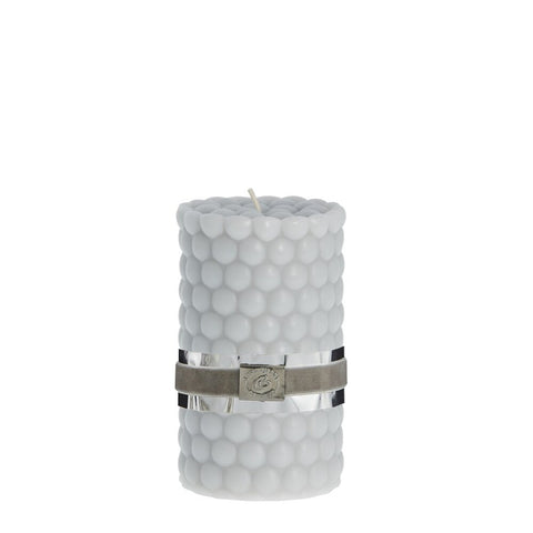Dotsie pillar candle H12.5 cm. light grey