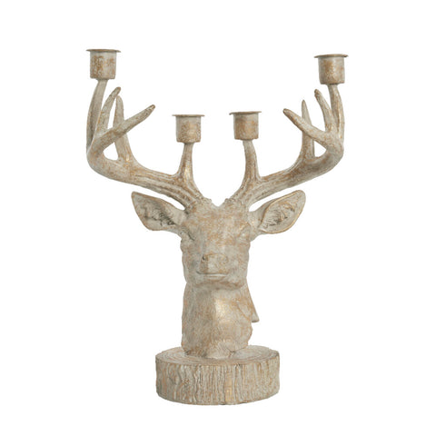 Serafina deer advent candleholder H31 cm. gold