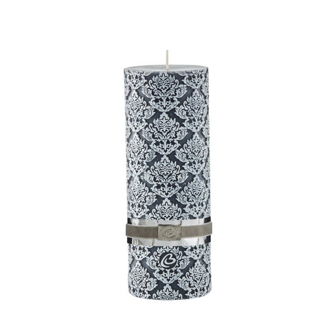Malia pillar candle H20 cm. dark grey