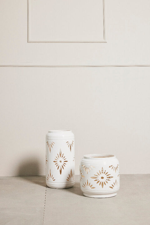 Hilde lantern white ceramics H39 cm