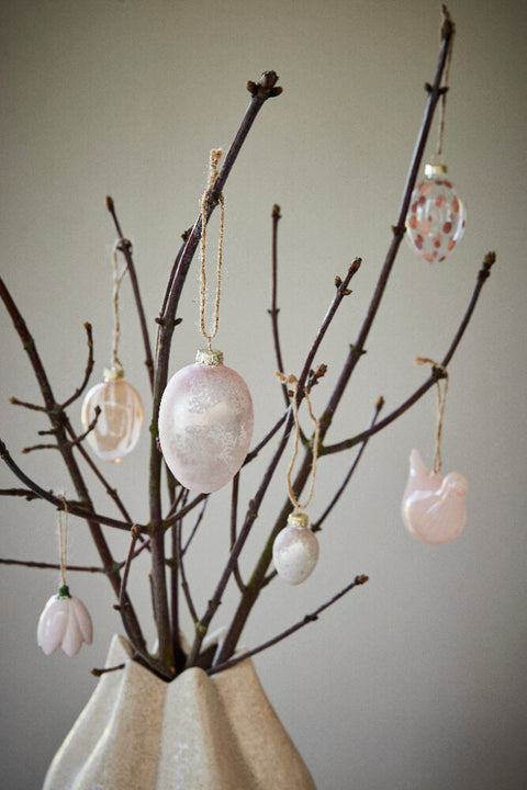 Feven ornament glass 7 cm rose dust