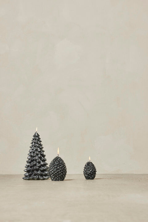 Trelia pine cone candle  H10.5 cm. dark green