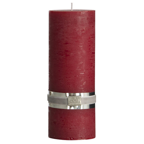 Rustic pillar candle large H20 cm. dark red