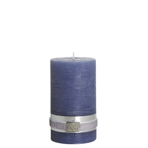 Rustic pillar candle H12.5 medium  cm. medium blue