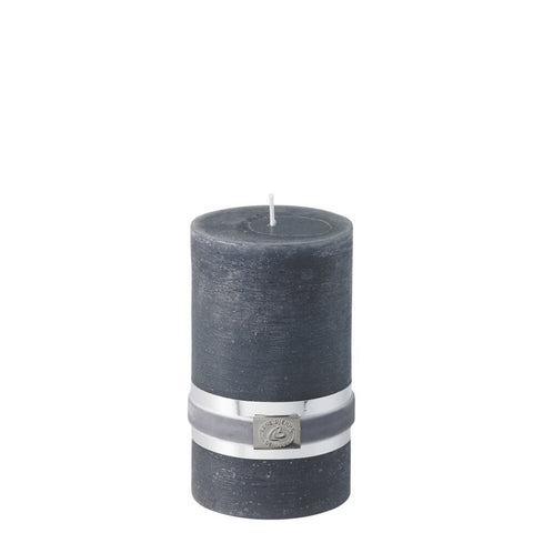 Rustic pillar candle H12.5 medium  cm. dark grey