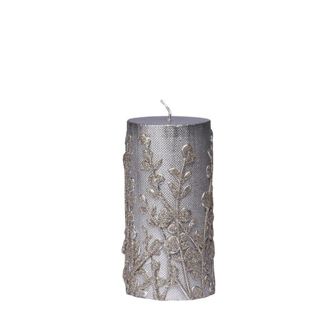 Elegia decoration candle H15 cm. silver