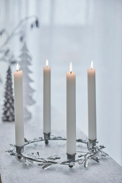 Missia mistletoe advent candle holder H4.5 cm. silver