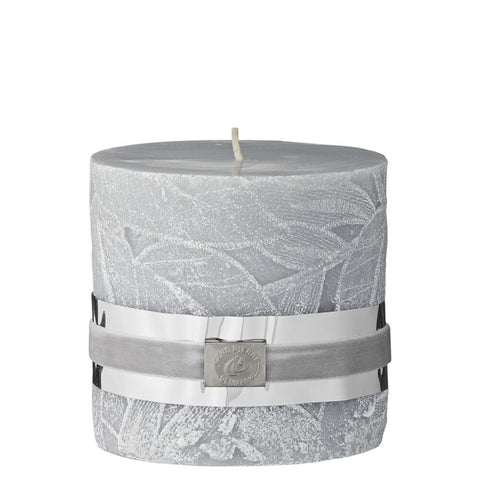 Leaf glacier grey pillar candle 9.5 cm