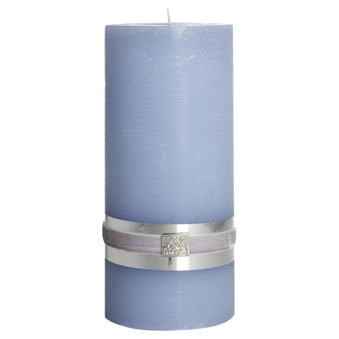 Rustic pillar candle giant  H20 cm. light blue