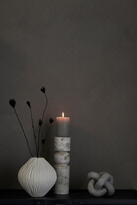 Ellia candlestick H30 cm. linen