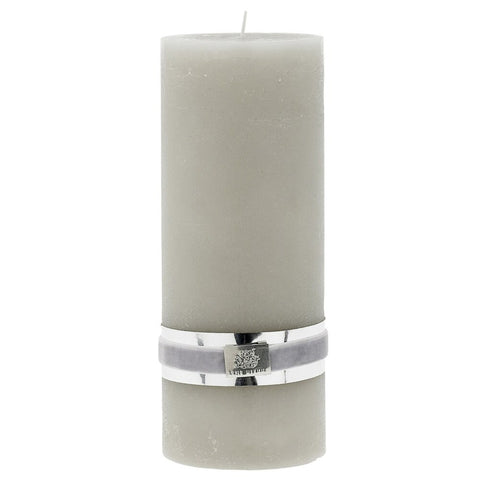 Rustic pillar candle large H20 cm. silver grey