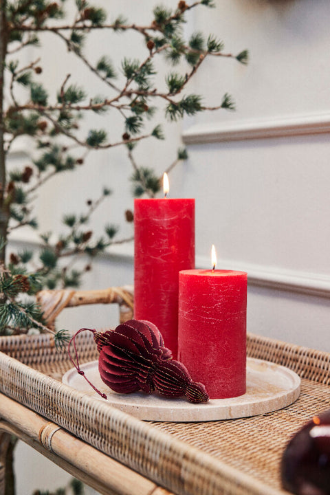 Rustic pillar candle large H20 cm. dark red