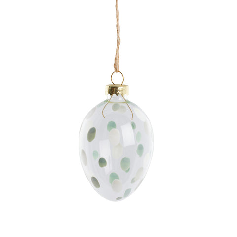 Fedora Glass Egg ornament H7 cm. green