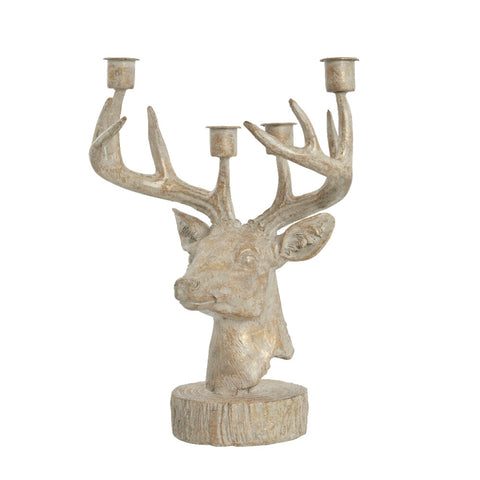 Serafina deer advent candleholder H31 cm. gold