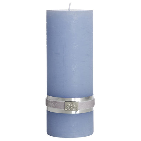 Rustic light blue pillar candle 20 cm