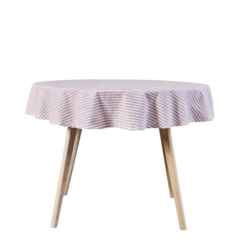 Olivia tablecloth Ø140 cm. white red/white striped