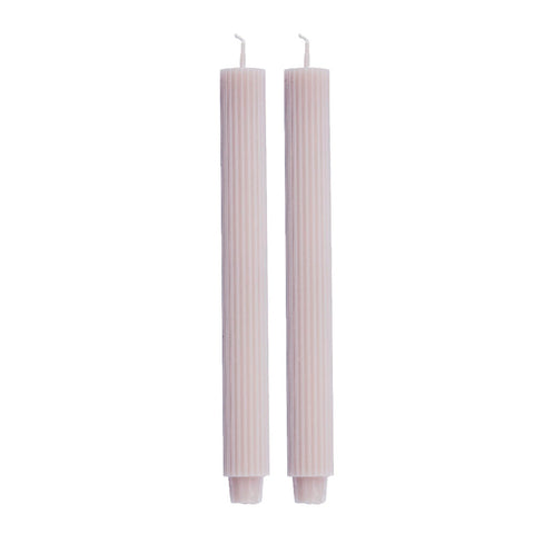 Ribbed taper candle H25 cm. bark