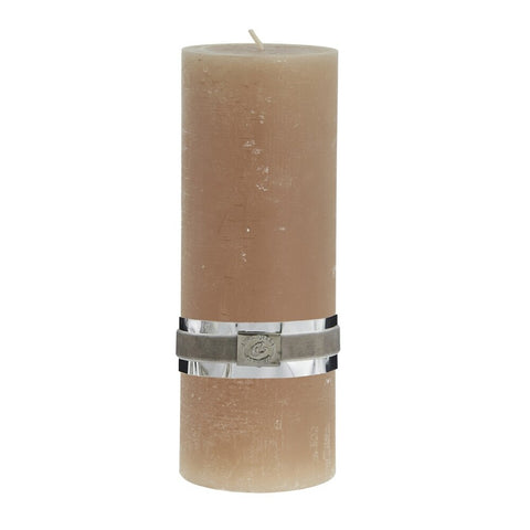 Rustic pillar candle large H20 cm. golden brown