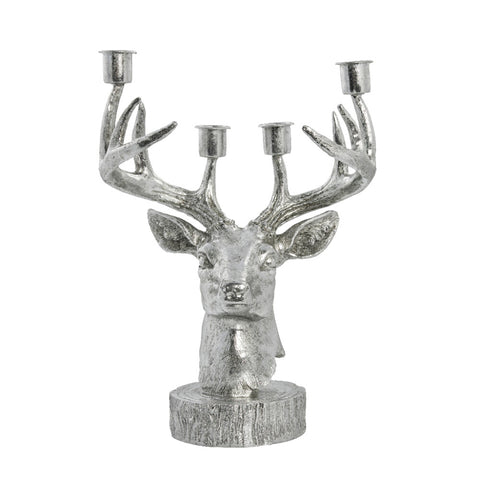 Serafina deer candleholder H31 cm. silver