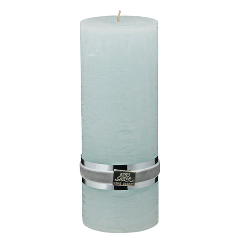 Rustic pillar candle large H20 cm. mint