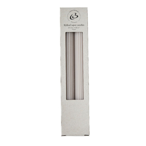 Ribbed taper candle H25 cm. linen