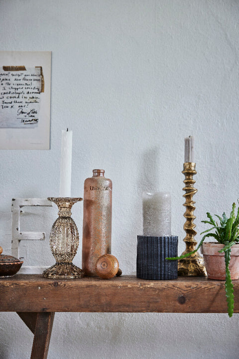 Rustic pillar candle large H20 cm. silver grey