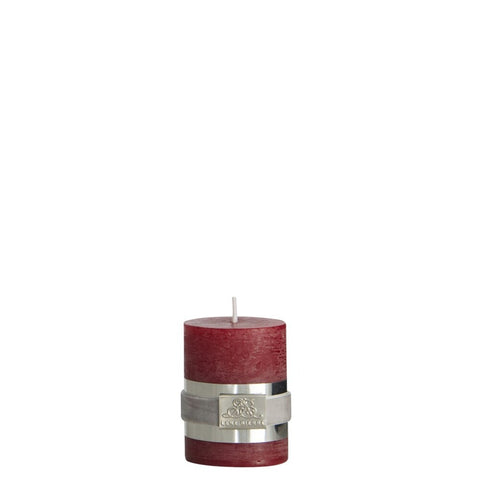 Rustic pillar candle small H6 cm. dark red