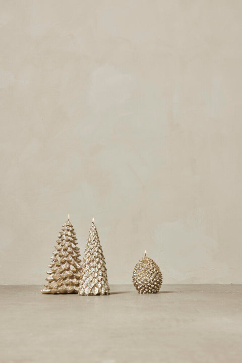 Trelia pine cone candle  H10.5 cm. light gold